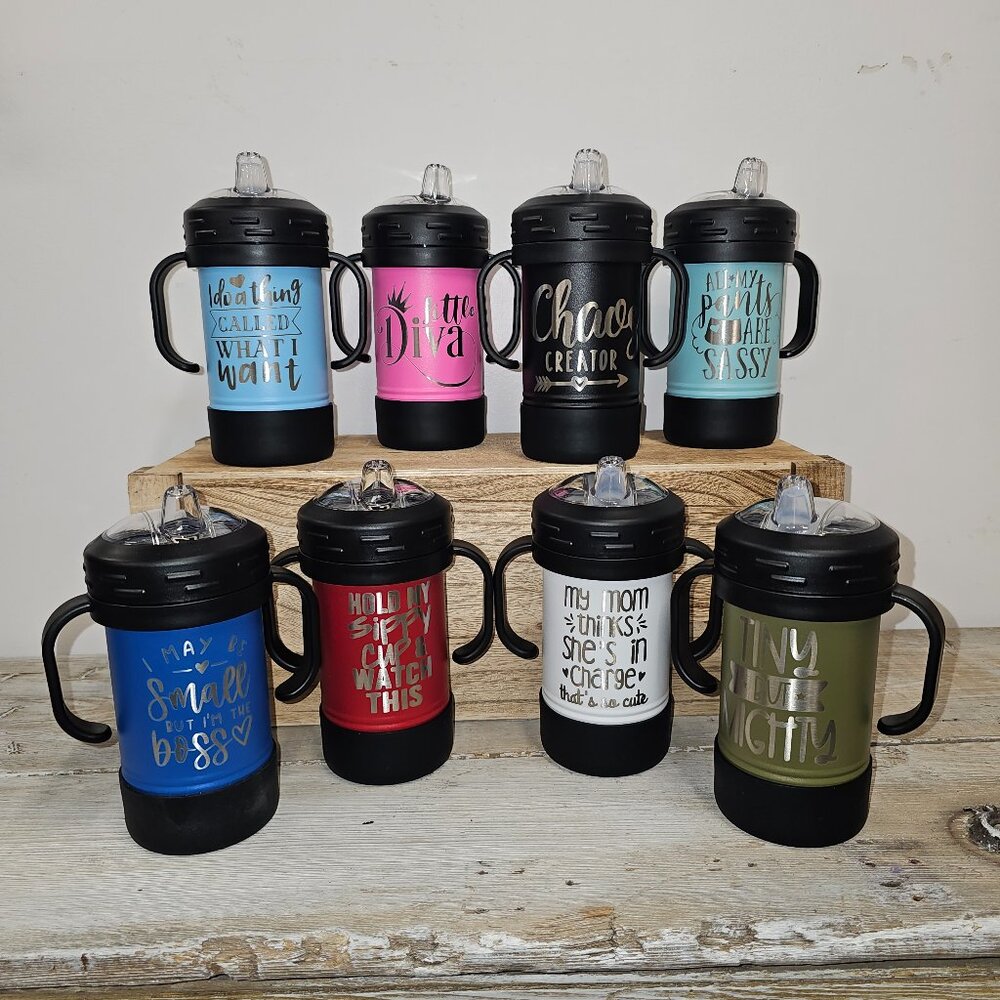 Whimsical Sippy Cup – 8 Colors & 10 Designs to Choose From